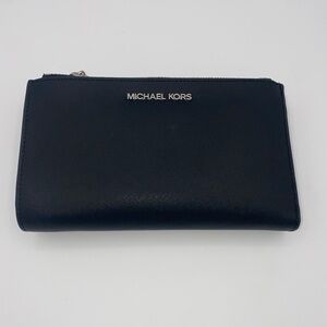 Michael Kors Jet Set Large Leather Smartphone Wristlet Wallet Black